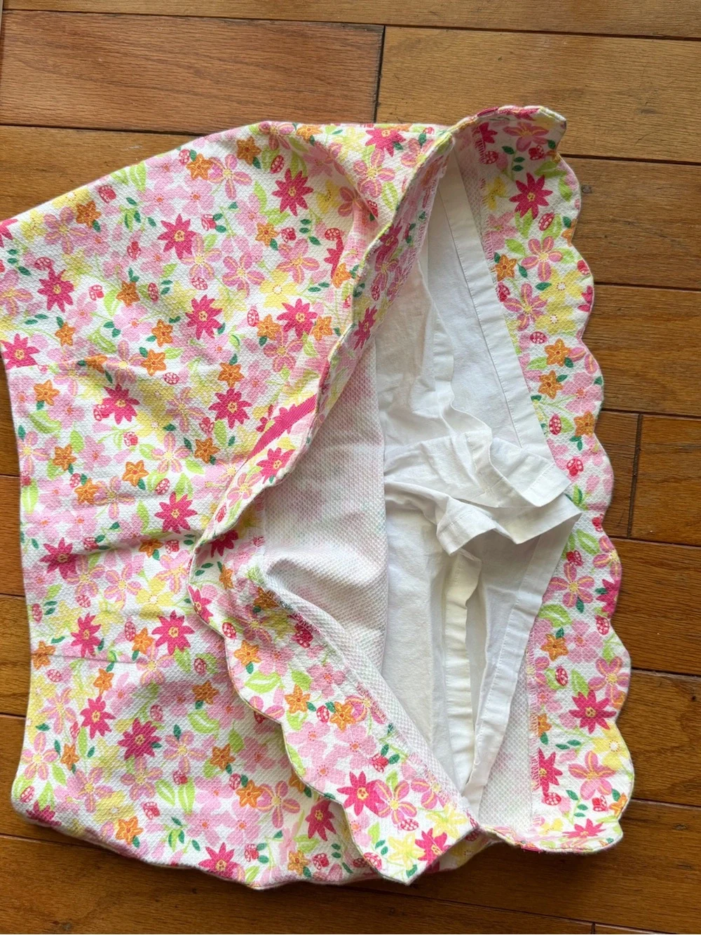 Vntg White Label Lilly Pulitzer Floral Mini Skirt Scallop Edge Skort Size 4